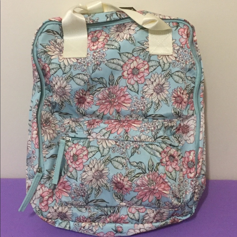 Mint & Pink Floral Backpack